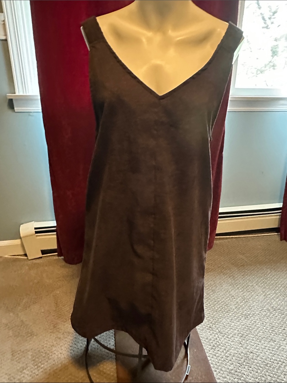 Classic V-Neck Slip Dress — Brown